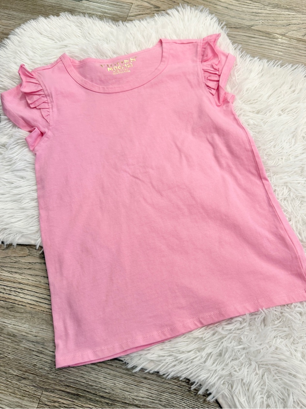 Vigoss Girls Ruffle Tee Shirt T-Shirt Cotton Pink 10 12